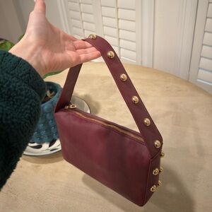Elegant Burgundy Studded Women's Bag